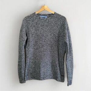 KANGOL Two Tone Fitted Pullover Crewneck Men's Sweater Size Medium Blue/White